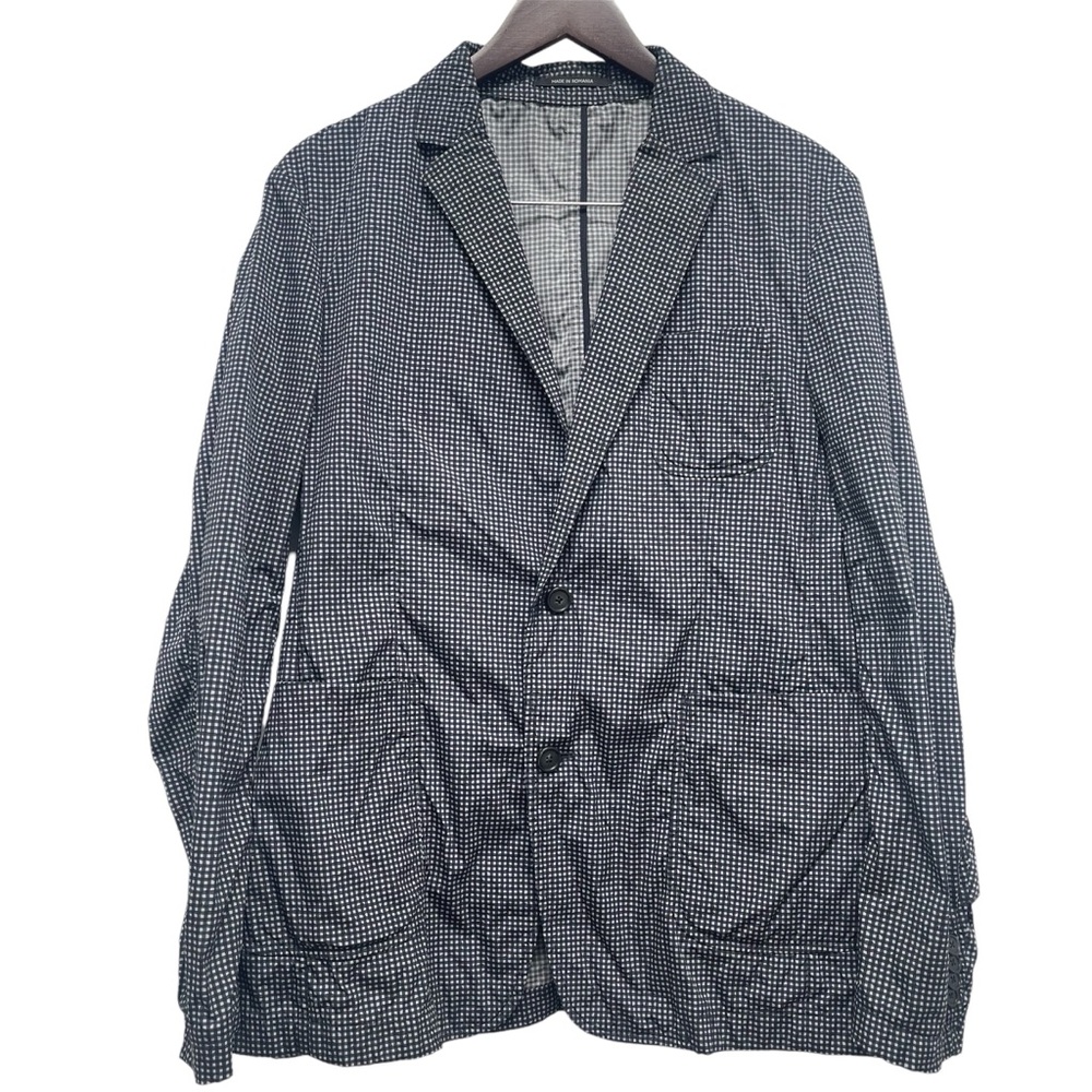 Z Zegna Gingham Performance Blue White Shirt Jacket Size 8 IT46 Small